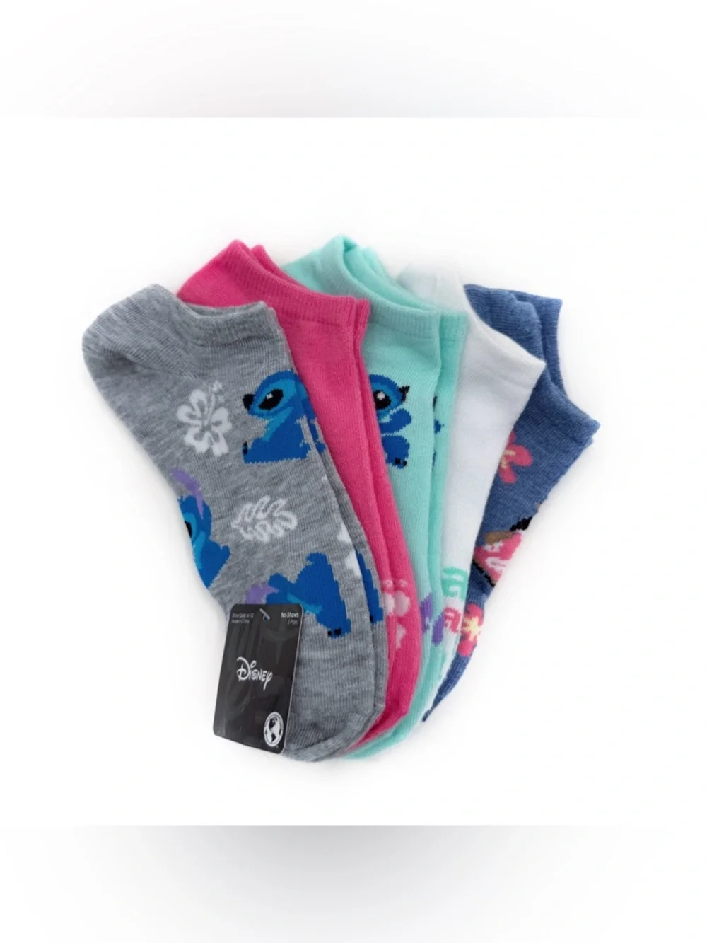 New Disney Lilo and Stitch Women’s No Show Socks Ohana Means Family Hibiscus Y2K